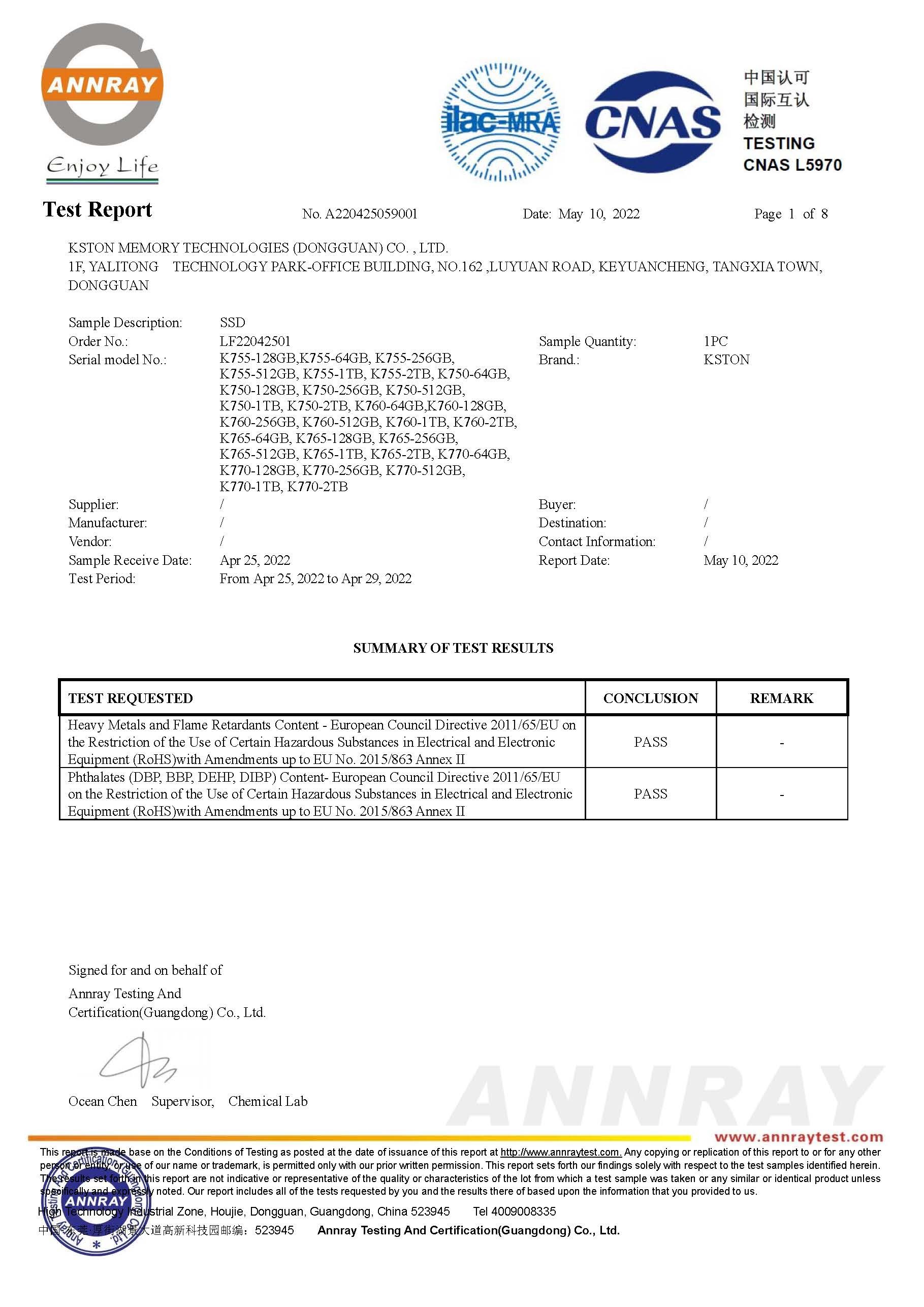 ROSH testing certificate